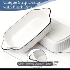 Baking Dishes Set of 3 Rectangular Lasagne Dishes, Small Ceramic Baking