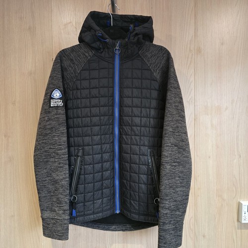Superdry black padded hooded - black,