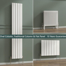 Designer Radiator White Oval Column Flat Panel Single Double Heating Rads