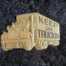New Brass Truck Trucker Semi Driver lorry  Otr Keep On Trucking  Belt Buckle