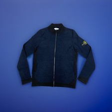 Stone Island Cardigan Jumper Wool Blue Black Large ###NO BADGE###