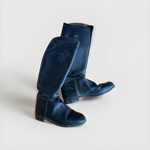 Vintage black leather long - black,