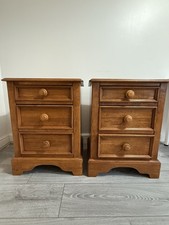 Willis And Gambier Pair of Bedside Cabinets - 3 Drawer, Solid Wood 