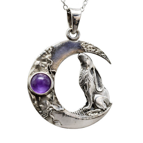Moon gazing hare pendant - hare,