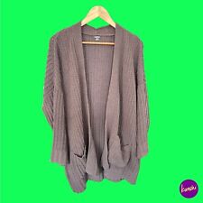 AERIE Women's Open Knit Cardigan, Dropped Shoulder, Cozy & Plush, Brown, UK S/P