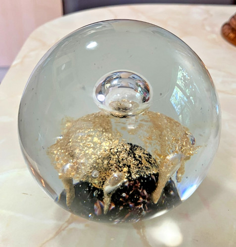 Large clear glass paperweight - clear,