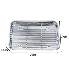 Stainless Steel Baking Pan Sheet Non Toxic Oven BBQ Tray Kitchen Dishwasher Safe