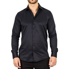 Men's Black Double Cuff Oxford