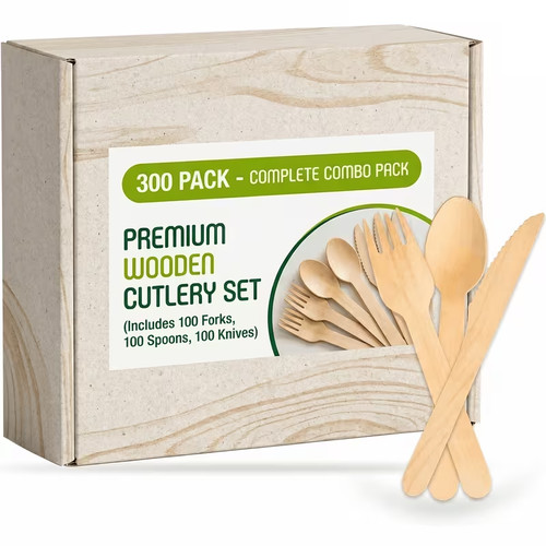 300pc wooden cutlery - 300pc,