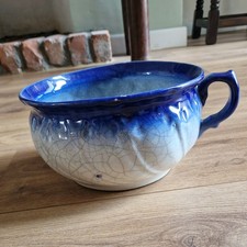 Vintage blue ceramic chamber - ceramic,