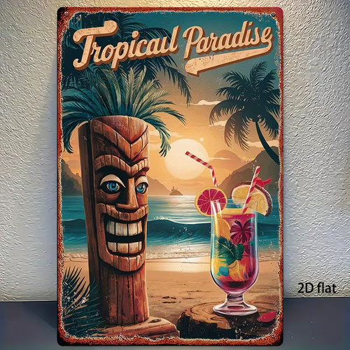 Flat tiki tropical paradise - 2d,