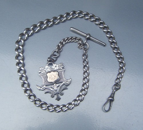 Antique silver albert pocket - albert,