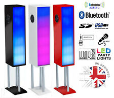 Large Floor Standing Bluetooth Party Speaker LED Disco Lights | Karaoke Mic RED