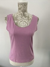 Hucke Ladies Scoop Neck Stretch Cotton Lilac Purple Sleeveless Vest Top Size M/L