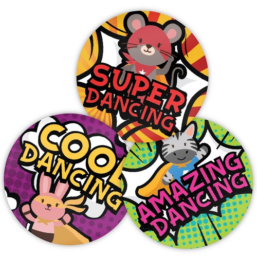 144 super dancing stickers - super,