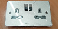 13 Amp Double 2 Gang Double Pole Switched Plug Socket Brushed Chrome FPR9000BCG