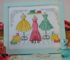 Fun Girly Dressing Room Sampler Party Dresses & Shoes Cross Stitch Chart