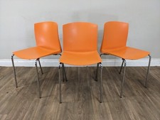 DINING CHAIR 3 Orange Stacking Cafe Office Breakout Canteen Chairs Chrome Legs