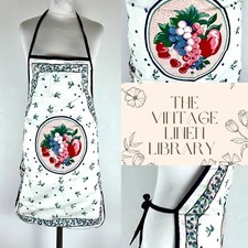 Vintage 80s Full Apron Plastic Backed Front Print Kitchen Cooking Retro Home