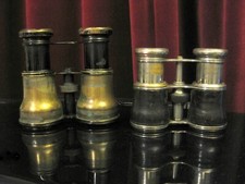 2 antique Binoculars, Brown