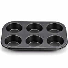 NON STICK 6 CUPCAKE BAKING PAN TRAY TIN CUP CAKES YORKSHIRE PUDDING MUFFIN BUN