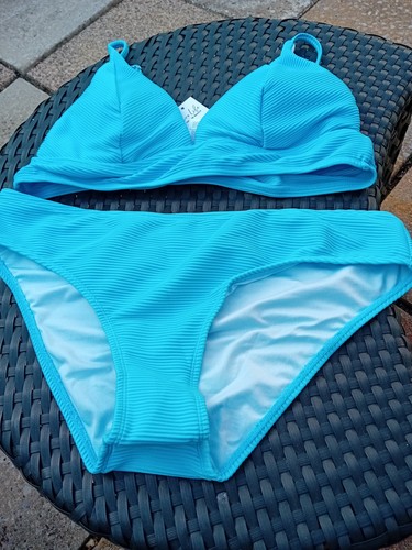 Cupshe turquoise ribbed v - ribbed, ,v