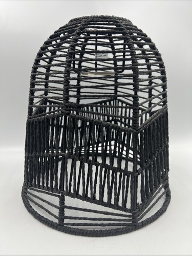 Black rattan lampshade - black,