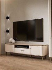 Lacetti TV Unit fits up to 70 inch TV Cream & Oak Stylish Media Storage Solution