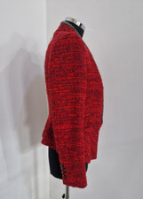 Zara red & black wool jacket size M studs woven open style beaded peplum