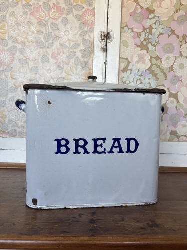 Vintage enamel bread bin - bread,