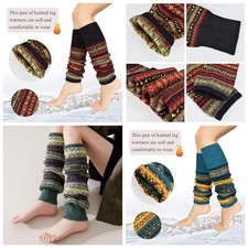 Chic Leg Warmers Crochet Leggings Winter Fair Isle Knee High Knit Warmer Socks