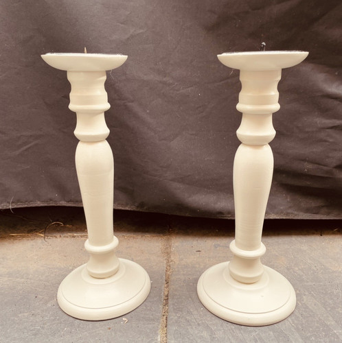 Pair tall wooden candlesticks - tall,