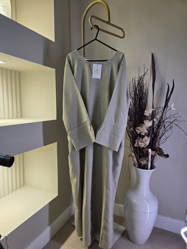 Modest linen dubai abaya - abaya, sand