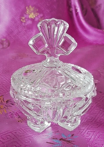 Cut glass powder bowl - glass,
