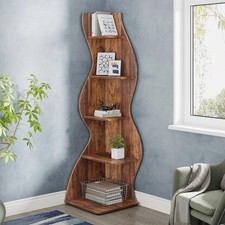 5-Tier Rustic Corner Bookshelf