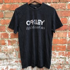 Oakley T Shirt Men’s Medium High Definition Optics Black Silver Foil Lettering