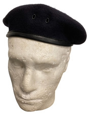 Beret Wool Leather Band Navy
