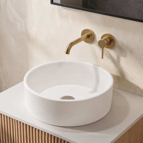 Matt white round countertop - white,