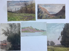 5 19th century watercolour landscape scenes