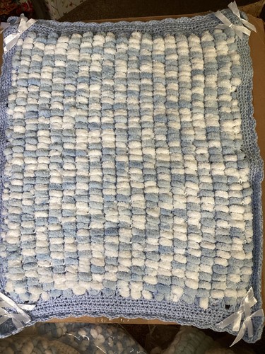Hand knitted baby pram pompom - knitted,