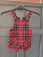 Kids Red tartan Next dungaree