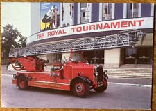 London Fire Brigade LCC Leyland Open Turntable Ladder Pump Soho Station Postcard