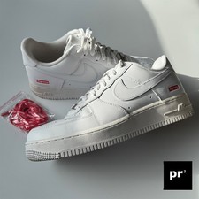 Nike x Supreme Air Force 1 Low Collaboration in White Size UK 9 Boxed with Laces