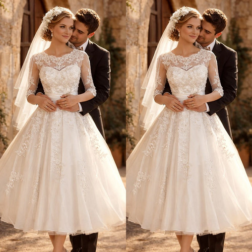 Tea length wedding dresses - wedding,