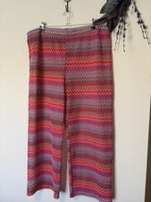Papaya Bright Coloured Open Knit Trousers, Wide Leg, Elastic Waist Size XL