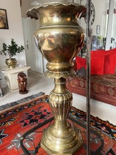 Tall Vintage Brass Jardiniere Planter Floor Standing Antique Egg & Dart