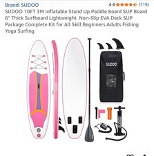SUDOO 10ft 3m Inflatable Stand Up Paddle Board SUP Board, Non Slip, For All Skil