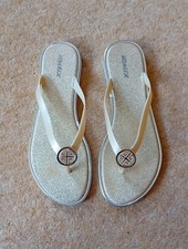 Gold Sparkling Flip Flops Size 8 Worn Once