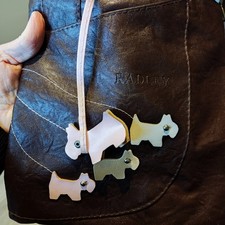 Radley London Scottie Dogs On Leash Crossbody Leather Bag Brown Adjustable Strap