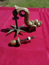 Vintage F Abela & Sons Malta Brass Fish Door Knocker, 933g, with fittings. 